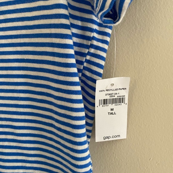 NWT GAP Blue Striped V-Neck Women's Top MEDIUM TALL - Picture 3 of 4